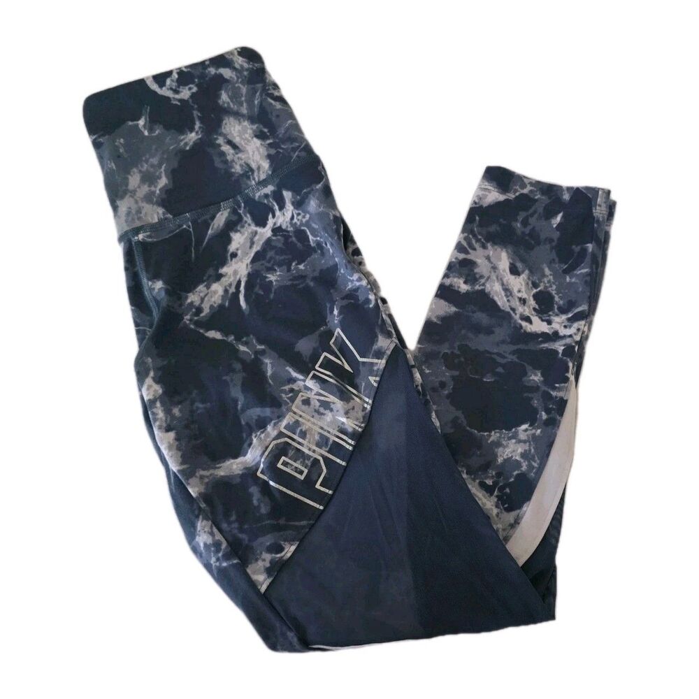 VICTORIA'S SECRET PINK ULTIMATE SPORT MARBLED TIE DYE BLUE MESH LEGGINGS SIZE XS